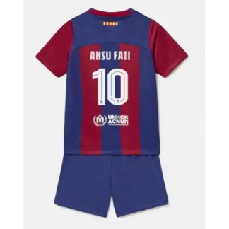 Barcelona Domači Otroški Nogometni dresi kompleti 2023-24 tisk Ansu Fati 10