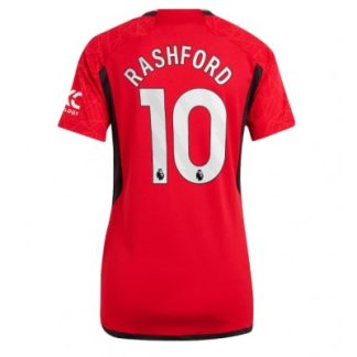 Poceni Manchester United Domači Ženski Nogometni dresi 2023 2024 Kratek Rokav Marcus Rashford 10