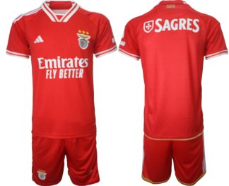 Moški Nogometni dresi po naročilu Benfica Domači 2023-24 Kratek Rokav + Kratke hlače