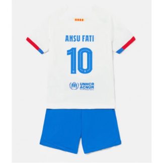 Novo Otroški Nogometni dresi Barcelona Gostujoči 2023-24 Ansu Fati 10
