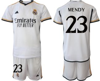 Real Madrid Moški Nogometni dresi komplet Domači 2023-24 tisk MENDY 23