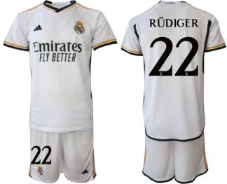 Real Madrid Moški Nogometni dresi komplet Domači 2023-24 tisk RÜDIGER 22