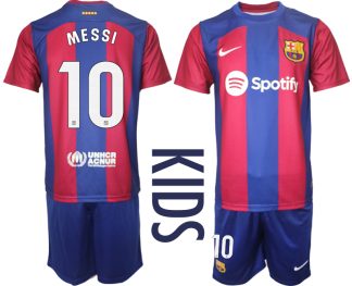 Najcenejši Otroški Nogometni dresi komplet Barcelona Domači 2023-24 z imenom MESSI 10