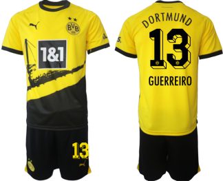 Poceni Moški Nogometni dresi kompleti Borussia Dortmund Domači 2023-24 tisk GUERREIRO 13