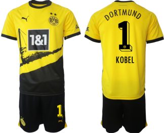 Poceni Moški Nogometni dresi kompleti Borussia Dortmund Domači 2023-24 tisk KOBEL 1