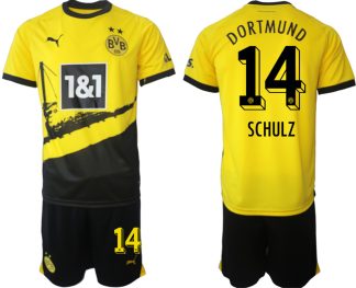 Poceni Moški Nogometni dresi kompleti Borussia Dortmund Domači 2023-24 tisk SCHULZ 14