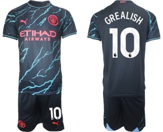 Poceni Moški Nogometni dresi kompleti Manchester City Tretji 2023/24 Jack Grealish 10