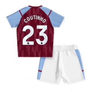 Poceni Otroški Nogometni dresi kompleti Aston Villa Domači 2023-24 Philippe Coutinho 23