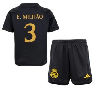 Poceni Otroški Nogometni dresi Real Madrid kompleti Tretji 2023-24 Eder Militao 3