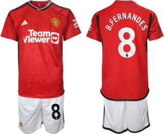 Najcenejši Moški Nogometni dresi komplet Manchester United Domači 2023-24 tisk B.FERNANDES 8