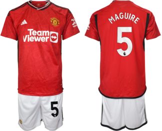 Najcenejši Moški Nogometni dresi komplet Manchester United Domači 2023-24 tisk MAGUIRE 5