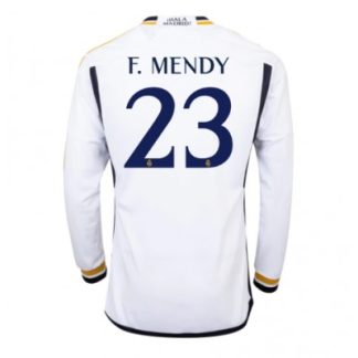 Najcenejši Moški Nogometni dresi Real Madrid Domači 2023-24 Dolgi Rokav Ferland Mendy 23