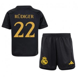 Najcenejši Otroški Nogometni dresi komplet Real Madrid Tretji 2023-24 tisk Antonio Rudiger 22
