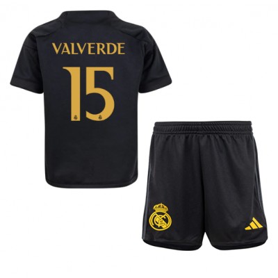 Najcenejši Otroški Nogometni dresi komplet Real Madrid Tretji 2023-24 tisk Federico Valverde 15