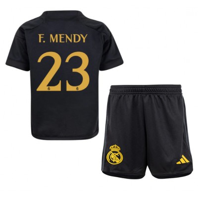 Najcenejši Otroški Nogometni dresi komplet Real Madrid Tretji 2023-24 tisk Ferland Mendy 23