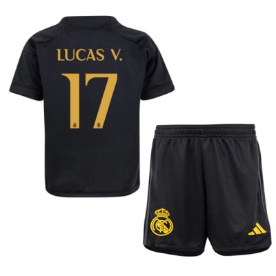 Najcenejši Otroški Nogometni dresi komplet Real Madrid Tretji 2023-24 tisk Lucas Vazquez 17