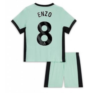 Najcenejši Otroški Nogometni dresi kompleti Chelsea Tretji 2023-2024 tisk Enzo Fernandez 8