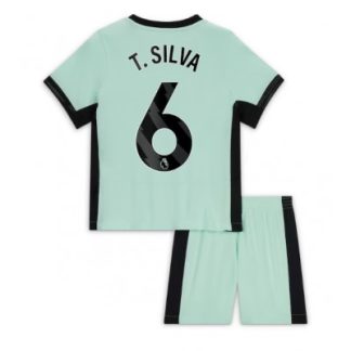 Najcenejši Otroški Nogometni dresi kompleti Chelsea Tretji 2023-2024 tisk Thiago Silva 6