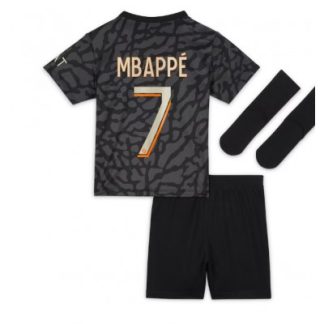 Najcenejši Otroški Nogometni dresi kompleti Paris Saint-Germain PSG Tretji 2023-24 Kylian Mbappe 7