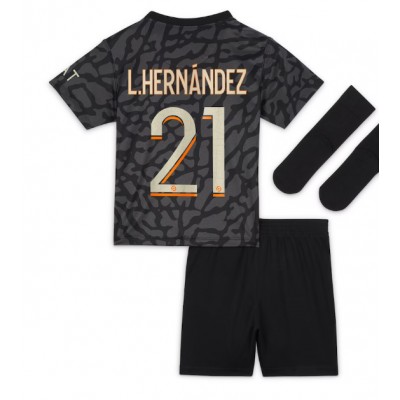 Najcenejši Otroški Nogometni dresi kompleti Paris Saint-Germain PSG Tretji 2023-24 Lucas Hernandez 21