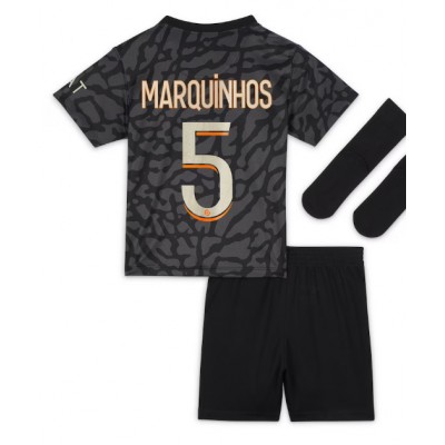 Najcenejši Otroški Nogometni dresi kompleti Paris Saint-Germain PSG Tretji 2023-24 Marquinhos 5
