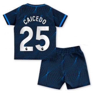 Novo Otroški Nogometni dresi kompleti Chelsea Gostujoči 2023-2024 Moises Caicedo 25