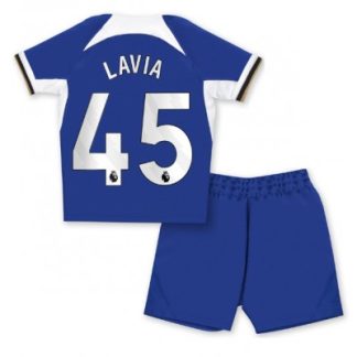 Otroški Nogometni dresi Chelsea Domači 2023-24 Kratek Rokav + Kratke hlače Romeo Lavia 45