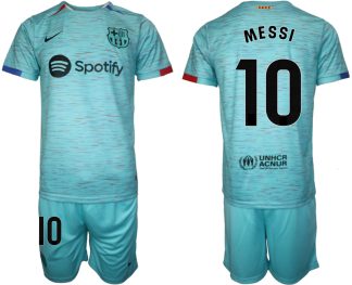 Prodajo Moški Nogometni dresi kompleti Barcelona Tretji 2023-24 Lionel Messi 10