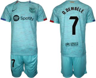 Prodajo Moški Nogometni dresi kompleti Barcelona Tretji 2023-24 Ousmane Dembele 7