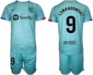 Prodajo Moški Nogometni dresi kompleti Barcelona Tretji 2023-24 Robert Lewandowski 9