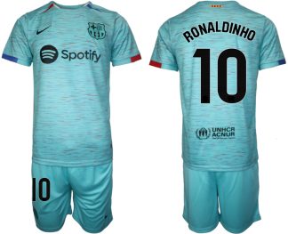 Prodajo Moški Nogometni dresi kompleti Barcelona Tretji 2023-24 Ronaldinho 10