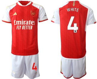 Najcenejši Moški Nogometni dresi kompleti Arsenal 2023-24 rdeča bela Ben White 4 prodajo