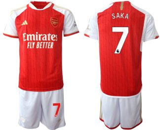 Najcenejši Moški Nogometni dresi kompleti Arsenal 2023-24 rdeča bela Bukayo Saka 7 prodajo