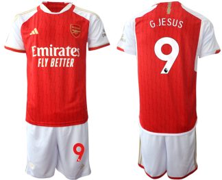 Najcenejši Moški Nogometni dresi kompleti Arsenal 2023-24 rdeča bela Gabriel Jesus 9 prodajo