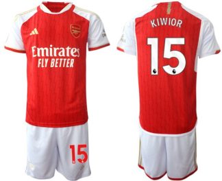Najcenejši Moški Nogometni dresi kompleti Arsenal 2023-24 rdeča bela Jakub Kiwior 15 prodajo