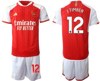 Najcenejši Moški Nogometni dresi kompleti Arsenal 2023-24 rdeča bela Jurrien Timber 12 prodajo