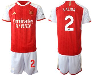 Najcenejši Moški Nogometni dresi kompleti Arsenal 2023-24 rdeča bela William Saliba 2 prodajo