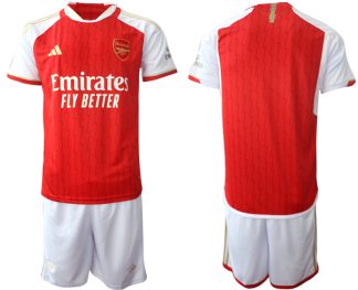 Najcenejši Moški Nogometni dresi kompleti Arsenal 2023-24 rdeča bela z lastnim imenom