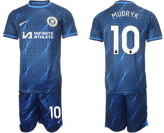 Najcenejši Moški Nogometni dresi kompleti Chelsea Gostujoči 2023-2024 Mykhailo Mudryk 10 prodaja