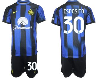 Najcenejši Moški Nogometni dresi kompleti Inter Milan Domači 2023 2024 tisk Sebastiano Esposito 30