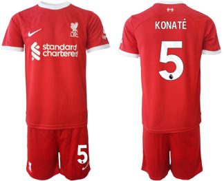 Najcenejši Moški Nogometni dresi kompleti Liverpool Domači 2023 2024 Ibrahima Konate 5
