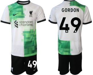 Najcenejši Moški Nogometni dresi Liverpool Gostujoči Kratek Rokav + Kratke hlače 2023 2024 Kaide Gordon 49