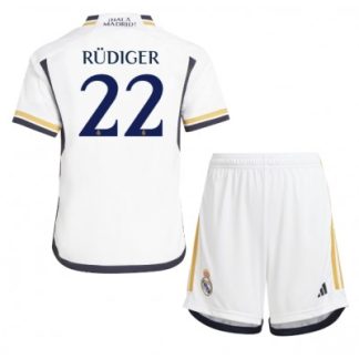 Najcenejši Otroški Nogometni dresi kompleti Real Madrid Domači 23-24 Antonio Rudiger 22