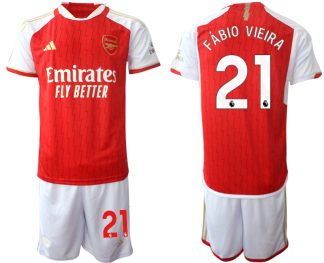 Novo Moški Nogometni dresi kompleti Arsenal Domači 2023-24 rdeča bela Fabio Vieira 21