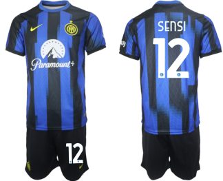 Novo Moški Nogometni dresi kompleti Inter Milan Domači 2023 2024 tisk Stefano Sensi 12