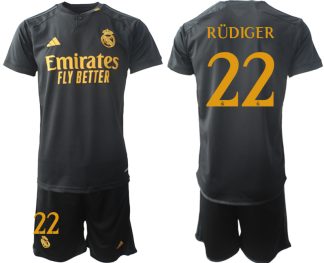Kje Kupiti Moški Nogometni dresi kompleti Real Madrid Tretji 2023 2024 Antonio Rudiger 22