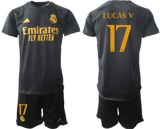 Kje Kupiti Moški Nogometni dresi kompleti Real Madrid Tretji 2023 2024 Lucas Vazquez 17