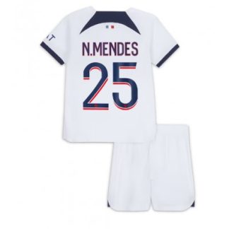 Kje Kupiti Otroški Nogometni dresi kompleti Paris Saint-Germain PSG Gostujoči 2023 2024 Nuno Mendes 25