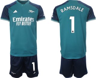 Najcenejši Moški Nogometni dresi Arsenal Tretji 2023-24 Kratek Rokav + Kratke hlače Aaron Ramsdale 1