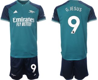 Najcenejši Moški Nogometni dresi Arsenal Tretji 2023-24 Kratek Rokav + Kratke hlače Gabriel Jesus 9